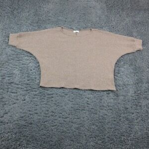 Gilli Sweater Womens Large Brown Open Knit Dolman 3/4 Sleeve Crew Neck Pullover